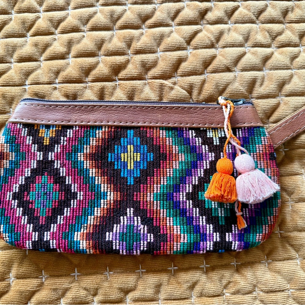 Nena & Co. Vibrant Geometric Clutch with Tassels